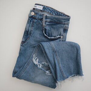 Zara Raw Hem Cropped Straight Leg Jeans | 10